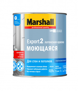 Краска моющаяся латексная Marshall Export 2 глубокоматовая BC бесцветная 0,9л 