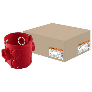 Коробка установочная для полых стен 68х62мм, углубленная, саморезы,стыковоч.узлы, красная, IP20, TDM