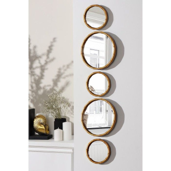 Набор настенных зеркал «Бамбук», d=20/13 см, цвет:золото