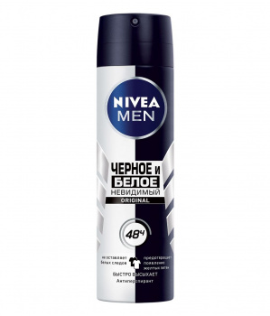 Дезодорант спрей NIVEA Невидимая защита д/черн/белого мужской 150мл