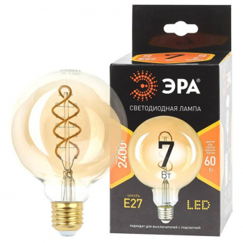 Лампа светодиодная F-LED G95 7W E27 2700К теплый белый  ЭРА (филамент, шар спираль, золото)