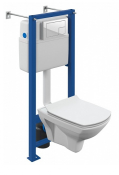 Комплект: Унитаз подвесной Cersanit Carina XL CO DPL, инсталляция Vector (кнопка Corner белый)