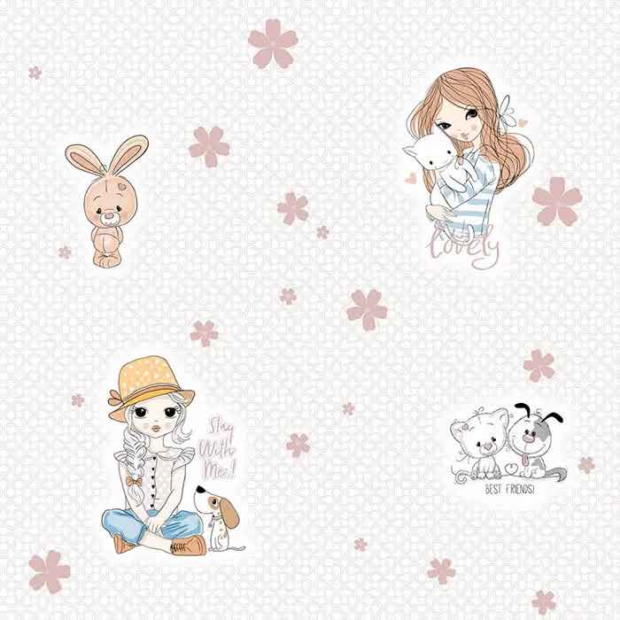 ЦВ-00001610 Обои бумажные Друзья мотив белый 0,53х10,05м