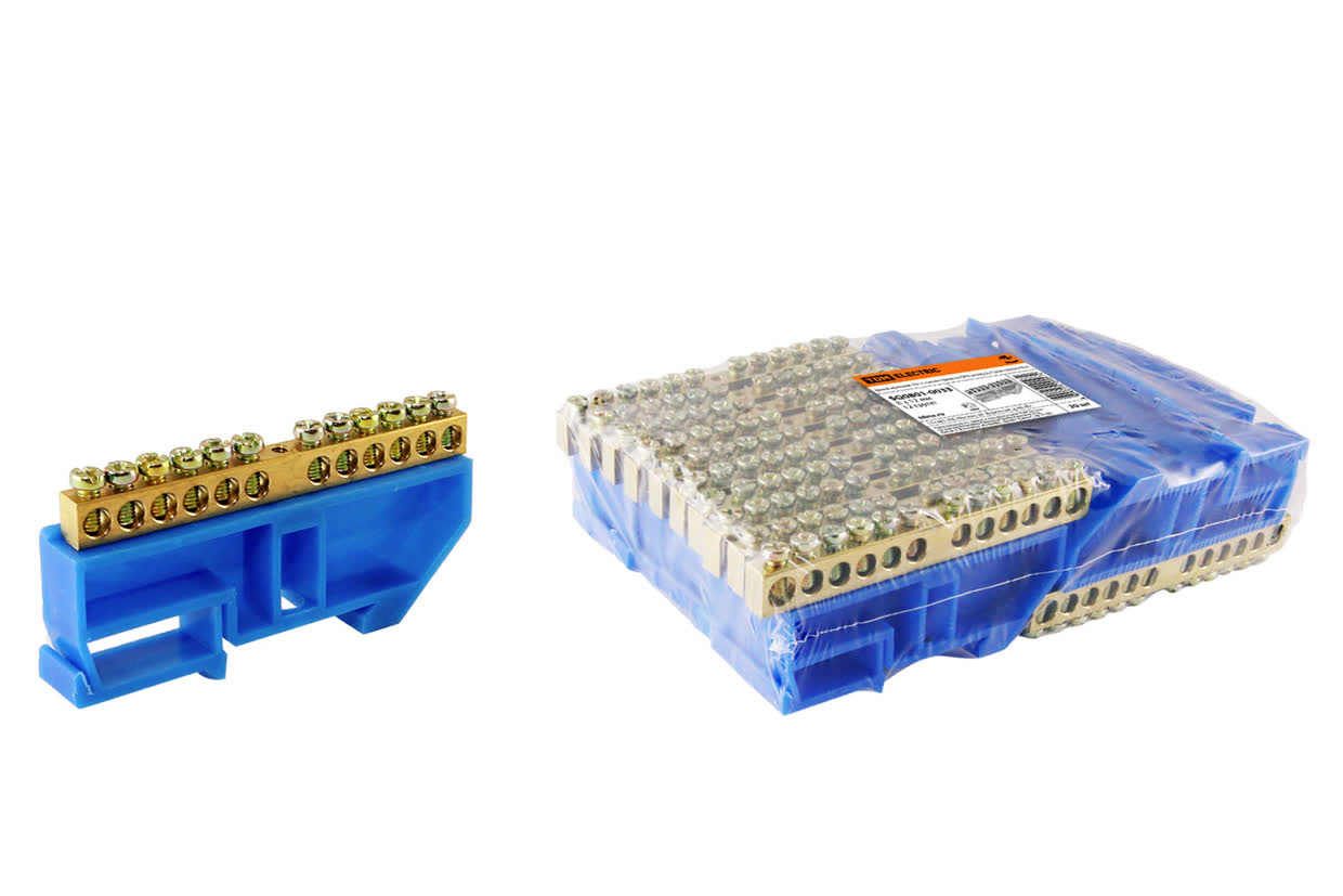 SQ0801-0033 Шина нулевая TDM с изолятором на DIN-рейку 8x12мм стойка бол. 12 групп