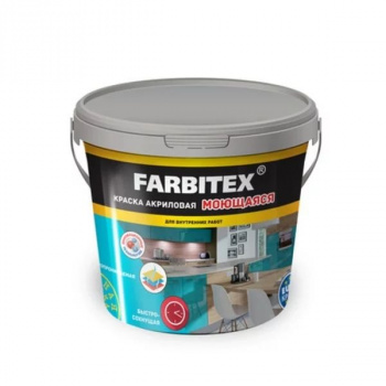 Краска "FARBITEX" акриловая моющаяся, 1,1кг