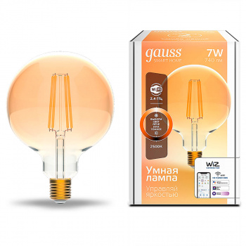 Лампа умная Gauss Smart Home Filament G95 7W 740lm 2500К E27, диммируемая