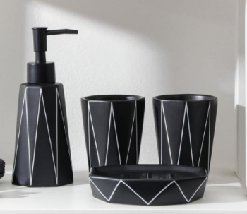 Набор «Локо», 4 предмета: дозатор для мыла 280 мл, мыльница, 2 стакана 250 мл, чёрные