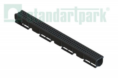 08818 Лоток водоотводный Polymax S'park 2 DN100, 1000x125x70 решетка пластиковая