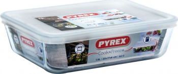 Форма с крышкой PYREX COOK&FREEZE прямоугольная 22x17x6см 1,5л (жаропрочное стекло, пласти