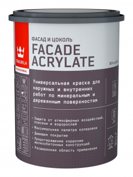 Краска фасадная Tikkurilla Facade Acrylate глубокоматовая база А белая 0,9л