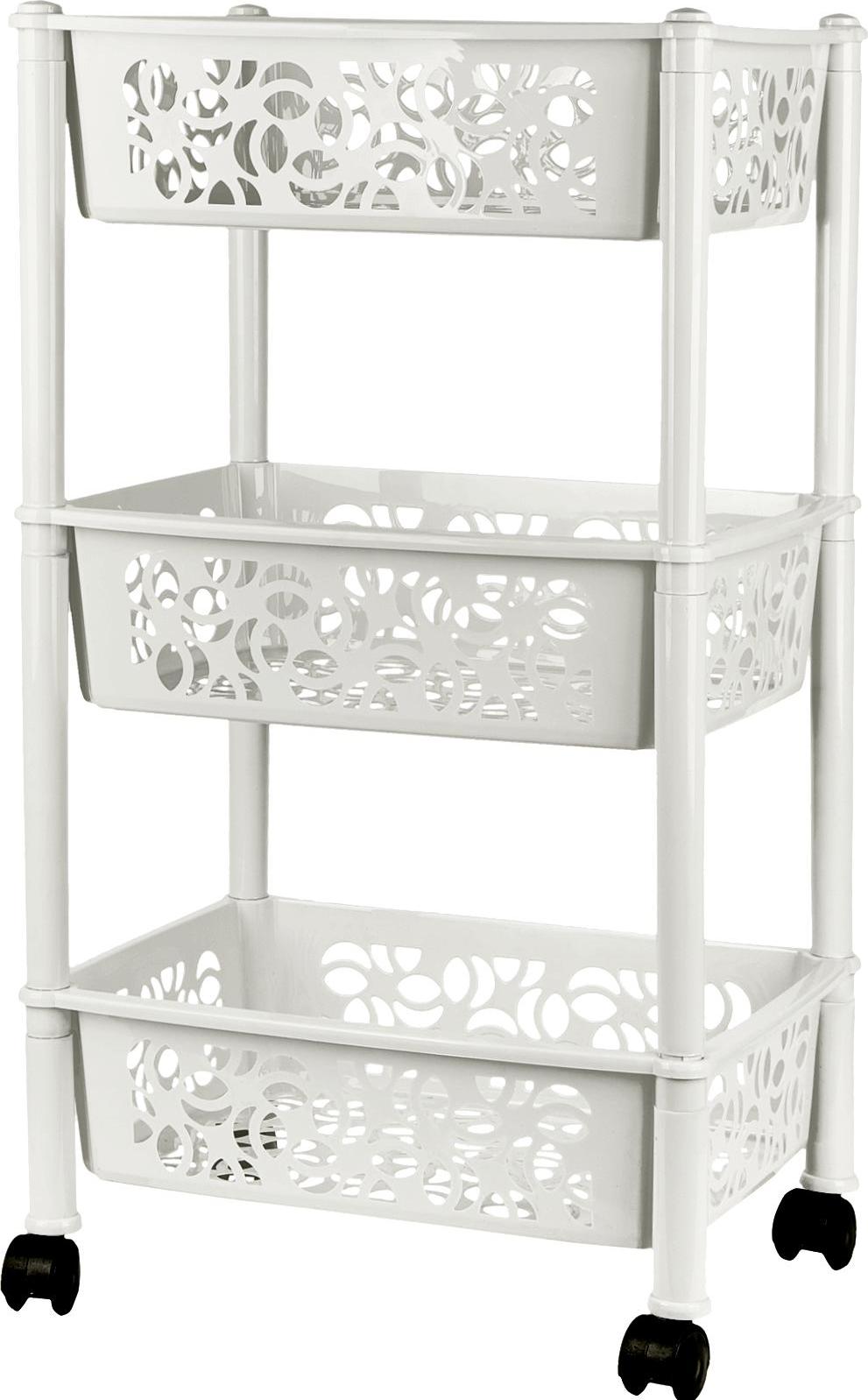 KL282812048 Этажерка Keeplex Light на колесиках трехсекционная прямоугольная 37х29х69см белое облако