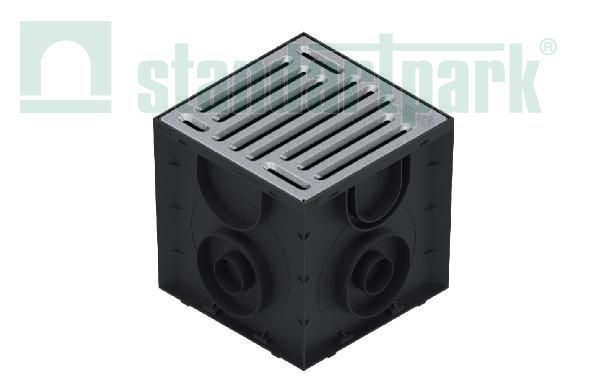 0867011-1 Комплект Дождеприемник PolyMax S'park 250x250x266 квадратный со стальной оцинкованной решеткой
