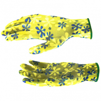 Перчатки садовые из полиэстера с нитрильным обливом, зеленые, M// PALISAD