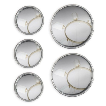 Набор настенных зеркал «Бамбук», d=20/13 см, цвет:серебро