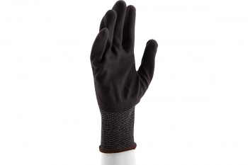 Перчатки трикотажные с черным полиуретановым покрытием, размер L, 15 класс вязки// Сибртех