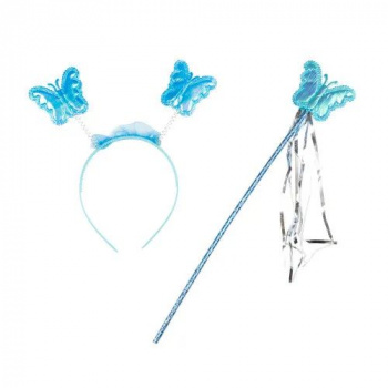 Набор маскар. Бабочка в голубом: волшебная палочка и украшение на голову/ 2x25x38см