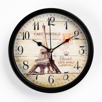 Часы настенные "Париж", дискретный ход, d=20 см. цвет:чёрный