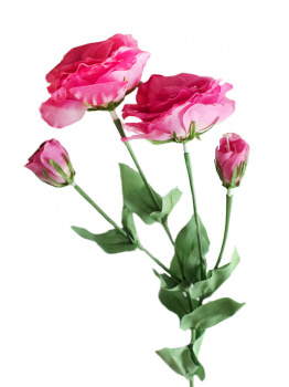 Букет искусственных цветов Розовая Эустома из ткани 67х14х10см