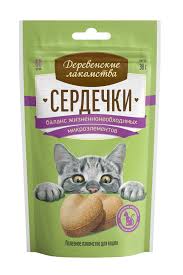 Лакомство Деревенские Лакомства д/кош Сердечки баланс жизненнонеобходимых микроэл-в 30г