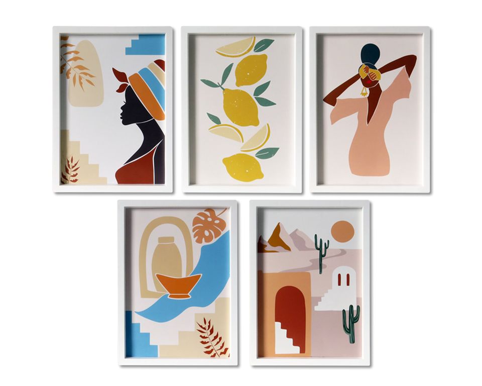 ПР-070 Набор из 5 постеров в пластиковой раме Южные мотивы,  размер 210х300мм