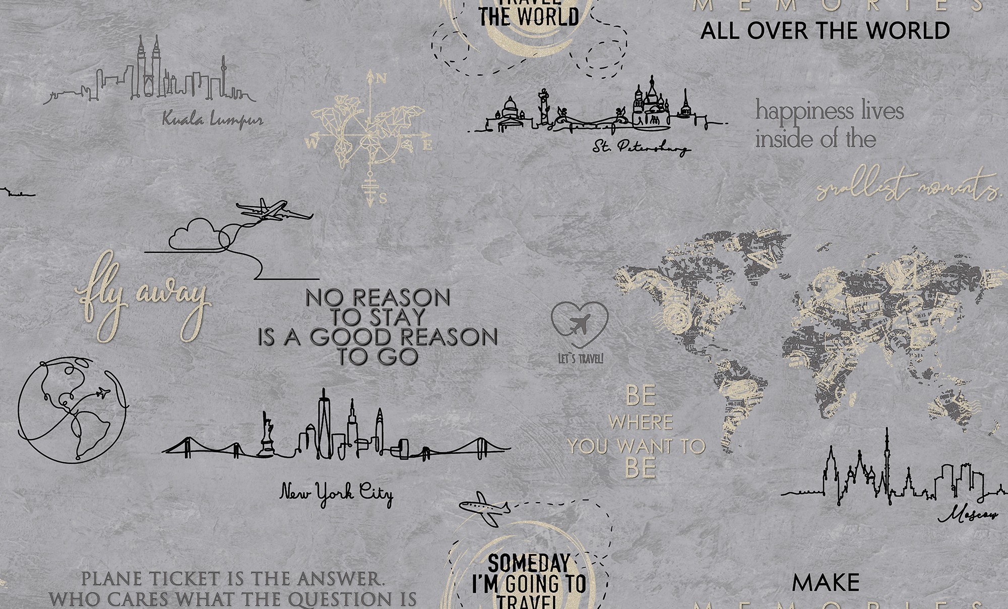 283957 Обои флизелиновые Le Tour мотив серый 1,06х10м