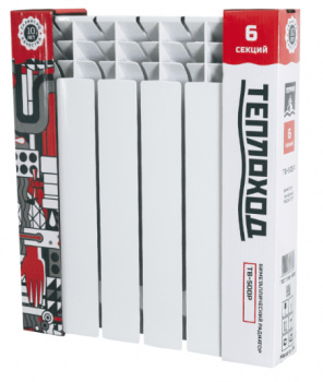 Радиатор биметаллический 6 секций, 500/100, ТЕПЛОХОД (теплоотдача 990 Вт)
