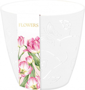 Горшок для цветов Plast Team Flowers со вставкой с дрен. отверстиями для орхидей 0,7 л круглый натур