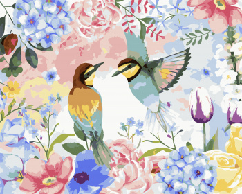 Картина по номерам Птицы и цветы 40х50 см.