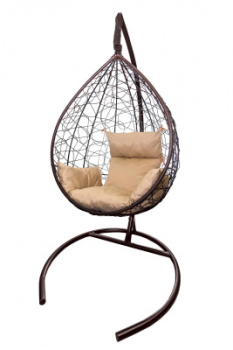 Кресло подвесное "Сфера Лайт" цв.корзины коричневый, цв.подушки бежевый "Garden story" м.н. 135кг