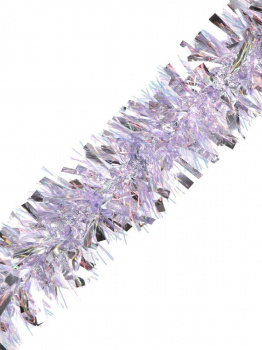 Новогодняя мишура Серебро с нежно-фиолетовыми вставками из Полиэтилена  200x15см 
