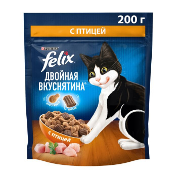 Корм сухой FELIX для кошек Двойная Вкуснятина Птица 200г