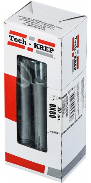 112716 Дюбель-гвоздь 8 х80 потай манжета полипропилен (20 шт) - коробка с ок СФ