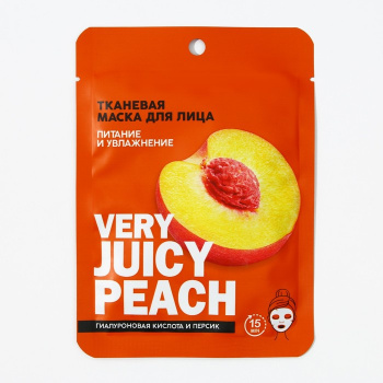 Маска тканевая для лица Very juicy peach с гиалуроновой кислотой и персиком 9875730