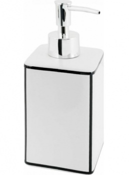 Дозатор для жидкого мыла настольный керамика, белый/черный, CORY