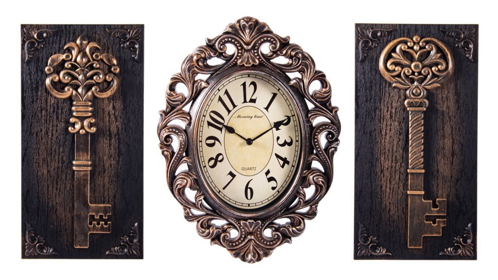 001273 Часы настенные пластиковые 3 предм. 35,1х25.9х4.3  30,5х16х2,8 RC 822