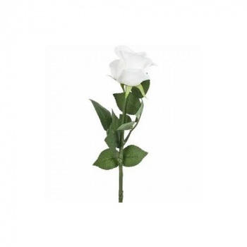 Цветок искусственный (на ножке) "Белая роза" h=45см. (min72) 