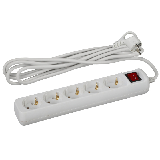 Б0028383 Удлинитель бытовой ЭРА 5м 5гн U-5еs-5m с зазeмлением, 3х1мм2, 16А, ПВС, 5гн, 5м