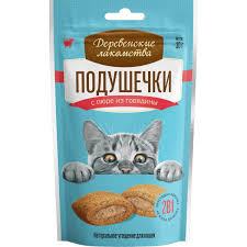 Лакомство Деревенские Лакомства д/кош Подушечки с пюре из говядины 30г