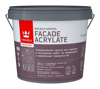 Краска фасадная Tikkurilla Facade Acrylate глубокоматовая база А белая 5л