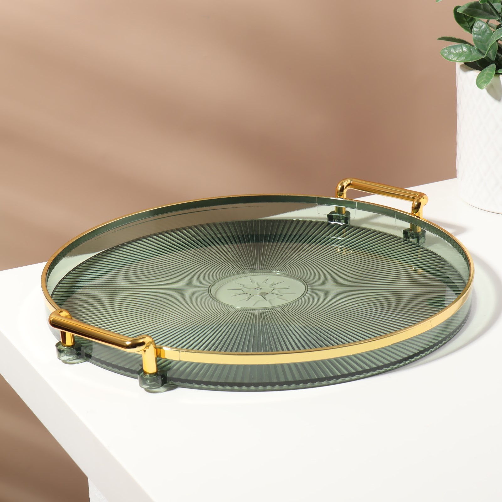 9883064 Подставка универс GREEN d27х3,4см зелён-золот накл QF