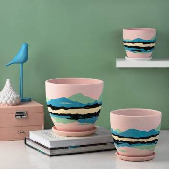 Горшок керам. с поддоном В/О "Горы" роз. № 6 d26см h23,5см 8,9л