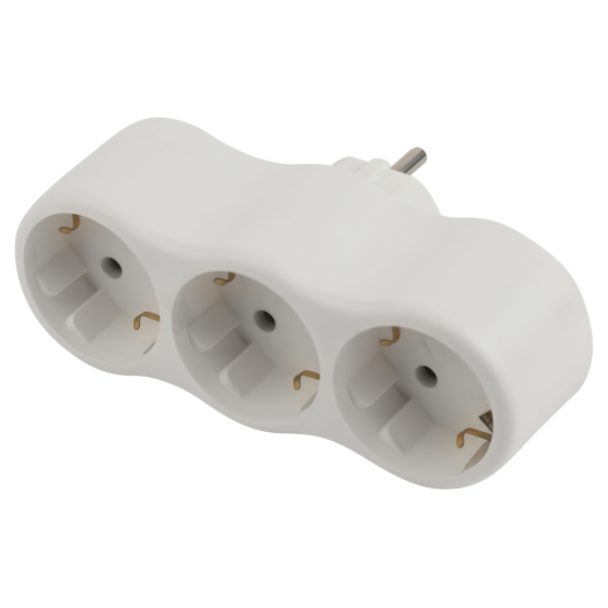 Б0053479 Разветвитель на 3 гнезда, 16А, с заземлением (белый) SPx-3е-W ЭРА