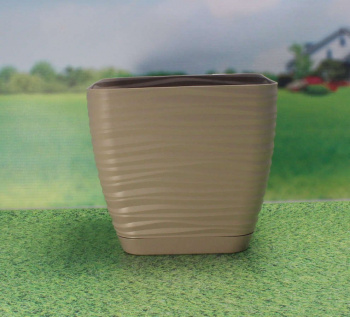 Кашпо Sahara petit квадрат. с прикреп. подд. d13; h11,8 см; 1,3л кофе (cafe latte)
