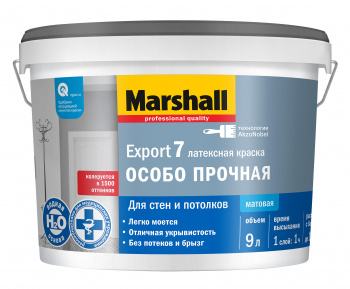 Краска латексная Marshall Export 7 матовая BW белая 9л 
