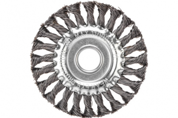Щетка дисковая для УШМ, крученая стальная проволока, 125мм, отв. 22,23мм KRANZ