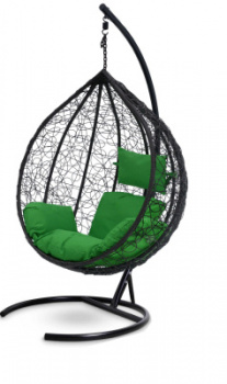 Кресло подвесное Сфера VEIL арт.CN100-МТ цв.корзины коричневый, цв.подушки салатовый