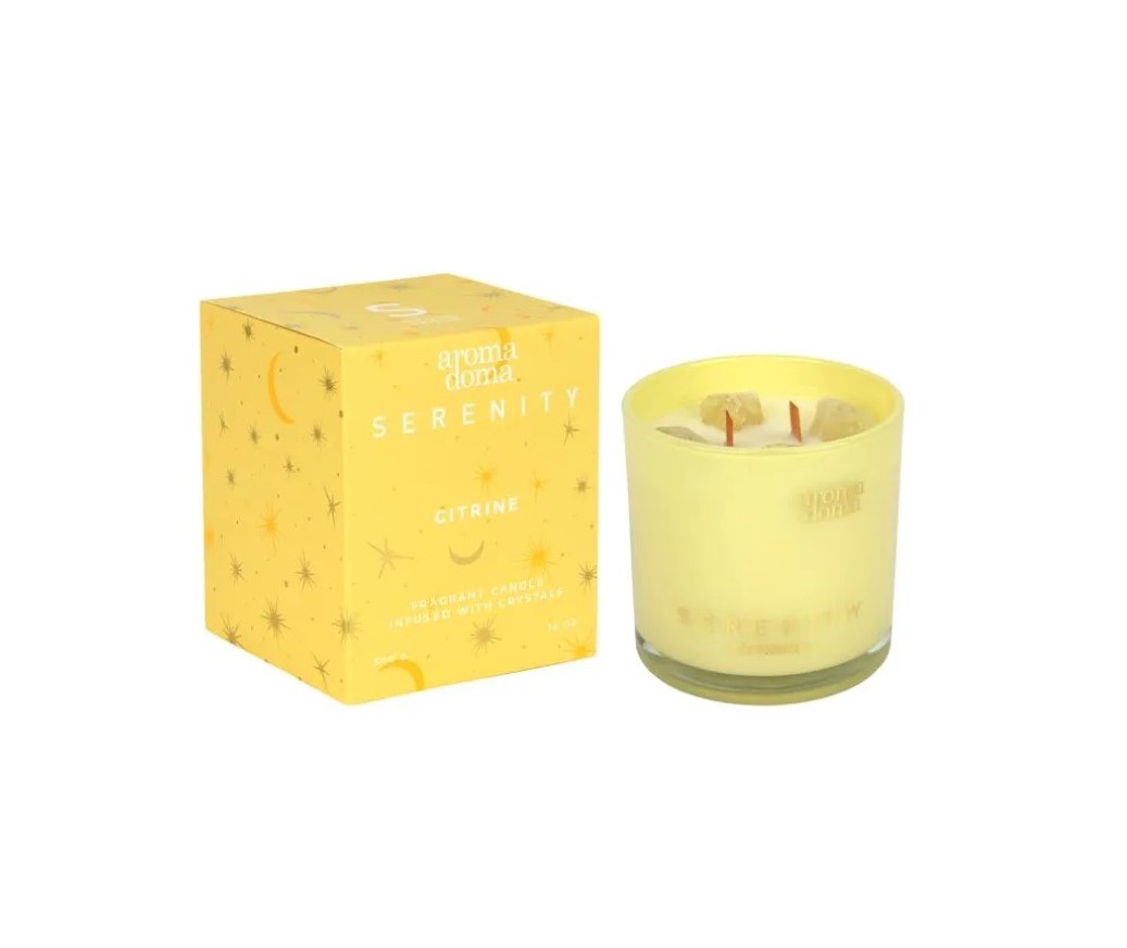 929199 Свеча Serenity Цитрин 2 фитиля 9х9см с эфф. потрескивания