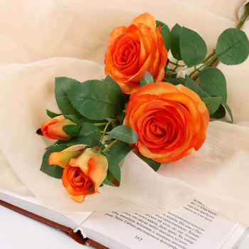 Цветы искусственные "Роза роскошь" 9х63 см, оранжевый       