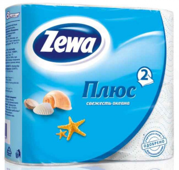 Бумага туалетная "Zewa Plus" 2-х сл. свежесть океана 4