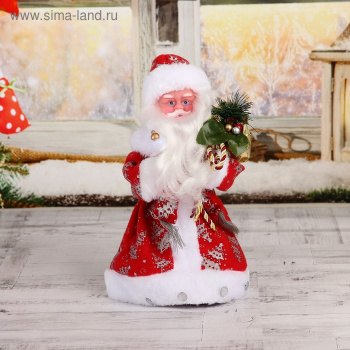 Дед Мороз "В красной шубке с подарками" двигается, с подсветкой, 30 см 